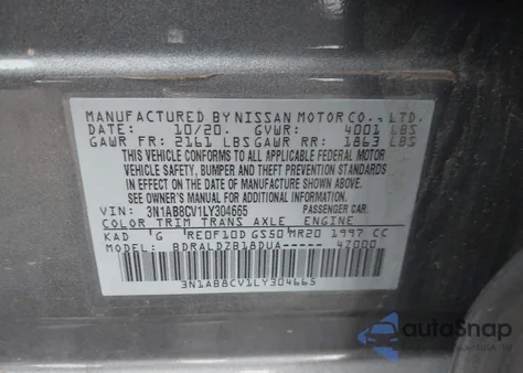 2020 Nissan Sentra Sv Xtronic Cvt from USA, damaged, VIN 3N1AB8CV1LY304665